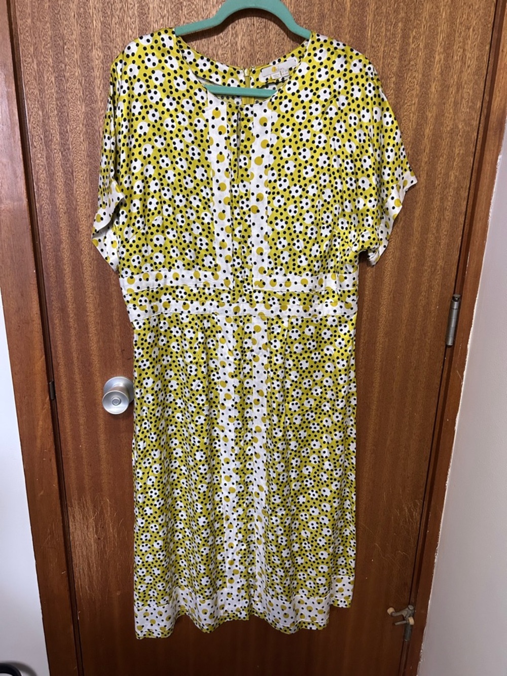Boden Yellow, White & Black Polka Dot Dress